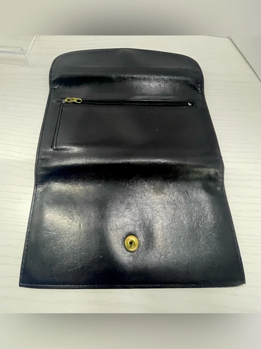 Coach Vintage Black Water Buffalo Trifold Wallet